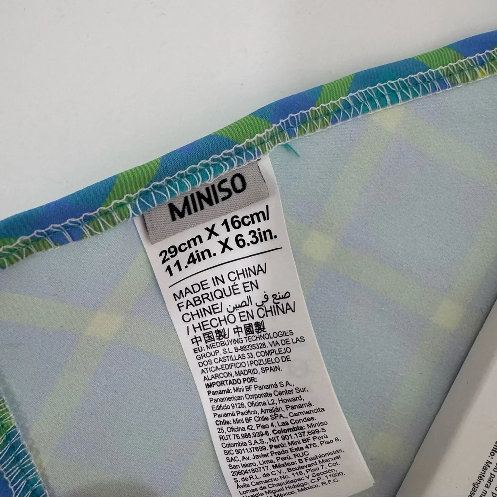 MINISO Pets Plaid Bandana Collar Blue Green 17-26 lb NWT